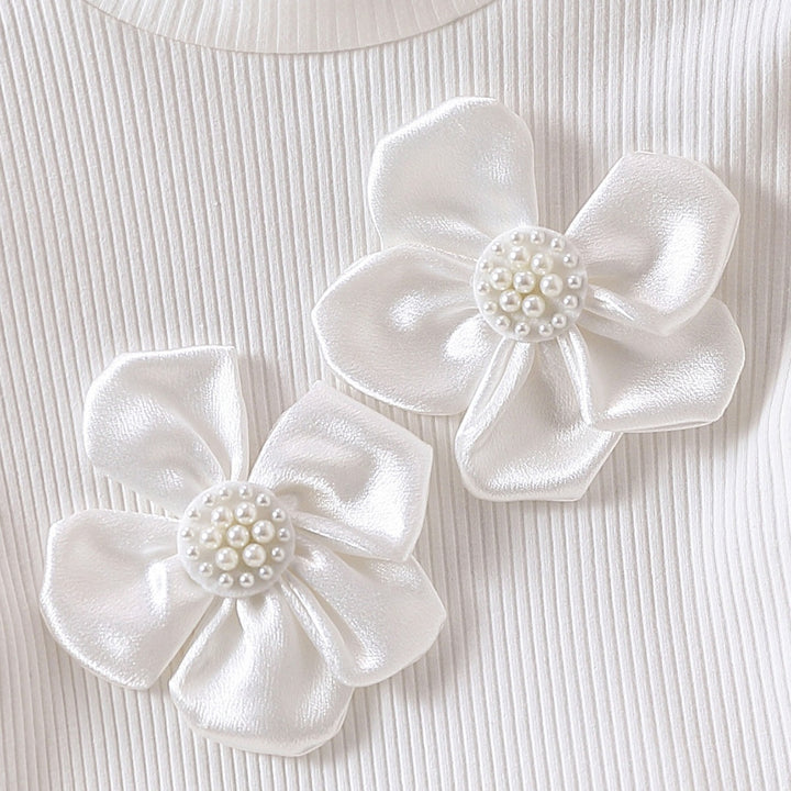 Mädchen modische Bluse mit transparenten Puffärmeln und floralen Akzenten Drune