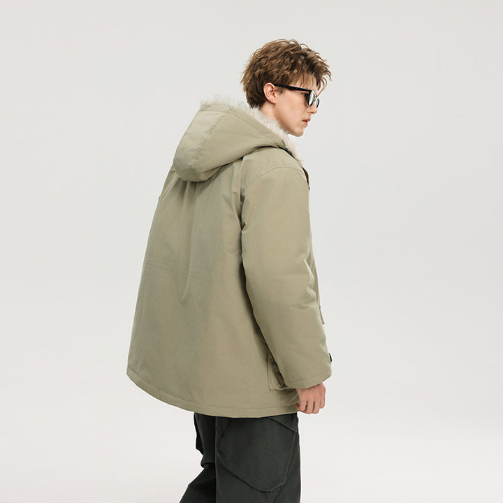 Herren Gefütterte Winterparka mit Kunstfellkapuze und Thermofutter, wind- und wasserabweisend Drune