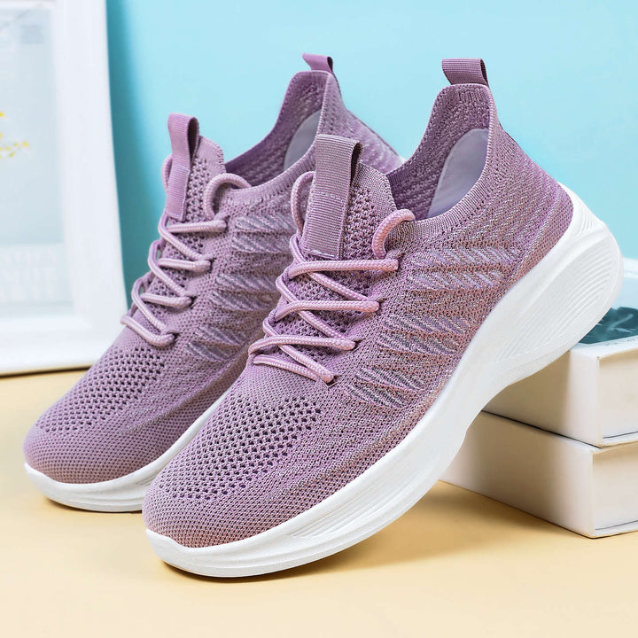 Damen nan ergonomischer Strick-Comfort-Sneaker mit gezielter Belüftung, elastischem Schlupfschaft und stoßabsorbierender Keilsohle Drune