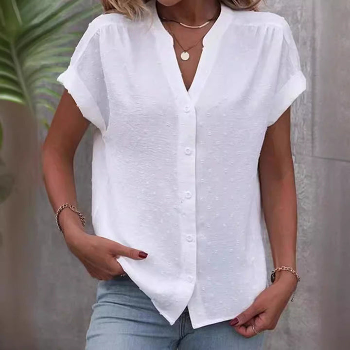 Damen Kurzarm Bluse mit feinem Strukturmuster Drune