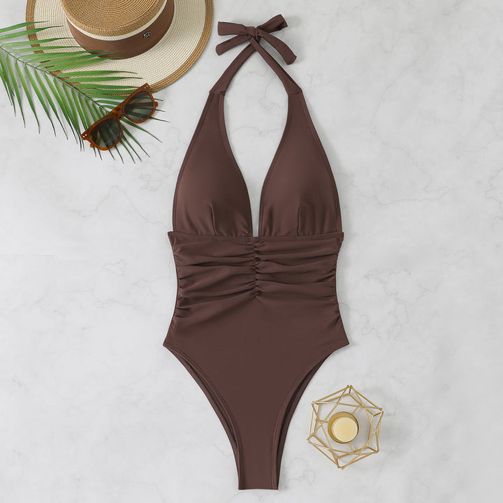 Damen Eleganter Badeanzug mit Raffungen Drune