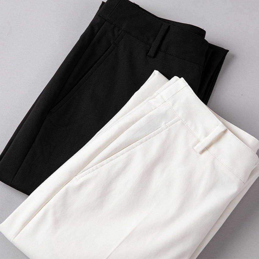 Damen Hochtaillierte gerade geschnittene Chino-Hose mit Bügelfalte Drune