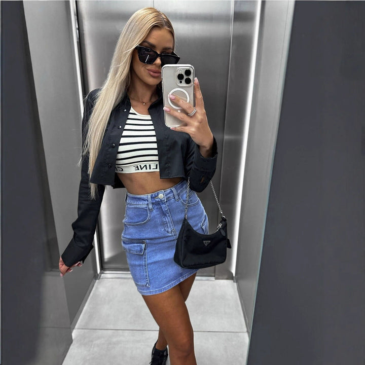 Damen Denim Minirock mit praktischen Seitentaschen und modernem Schnitt Drune