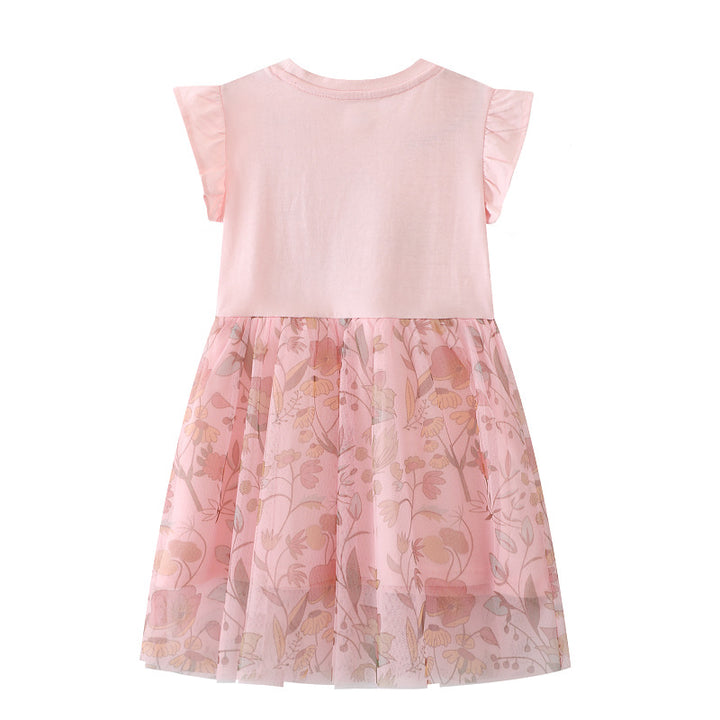 Mädchen Tüllkleid mit floralem Design und zauberhaften Hasenapplikationen Drune