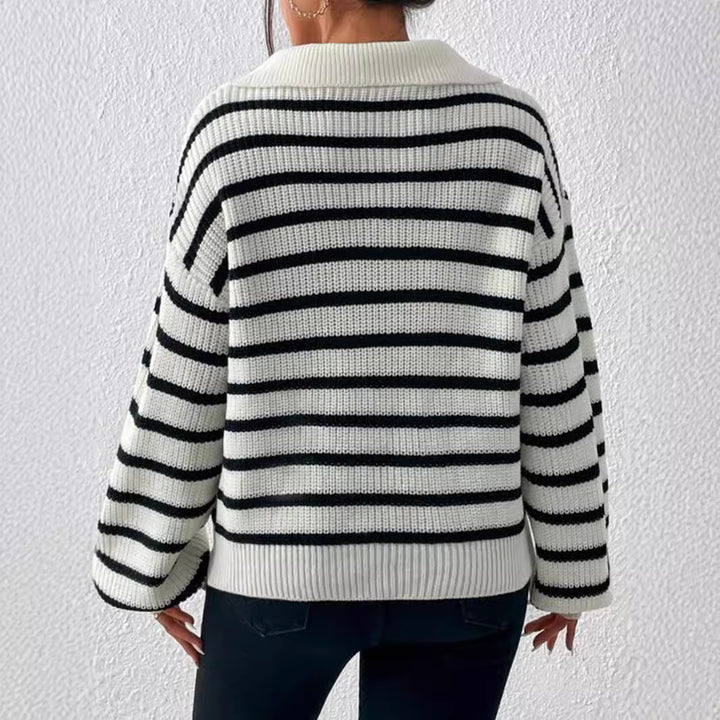 Damen stylischer Strickpullover mit hochgeschlossenem Kragen und lässigem Schnitt Drune