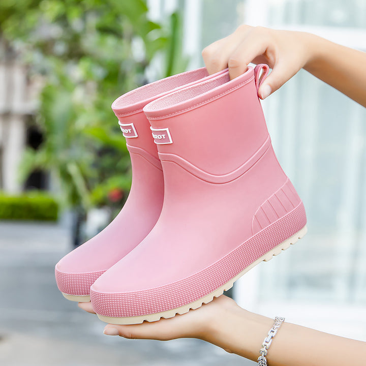 Damen Wasserdichte Kurz-Gummistiefel mit rutschfester Profilsohle und komfortabler Innensohle Drune