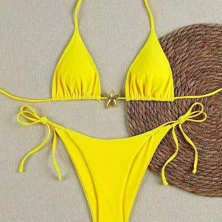 Damen Bikini-Set mit verstellbarem Triangel-Oberteil und hoher Taillenhose Drune