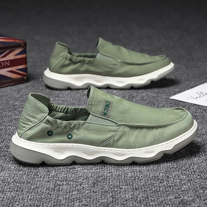 Herren elastischer Nubukoptik-Slipper mit gepolstertem Fersenrand und stoßdämpfender Wellenlaufsohle Drune