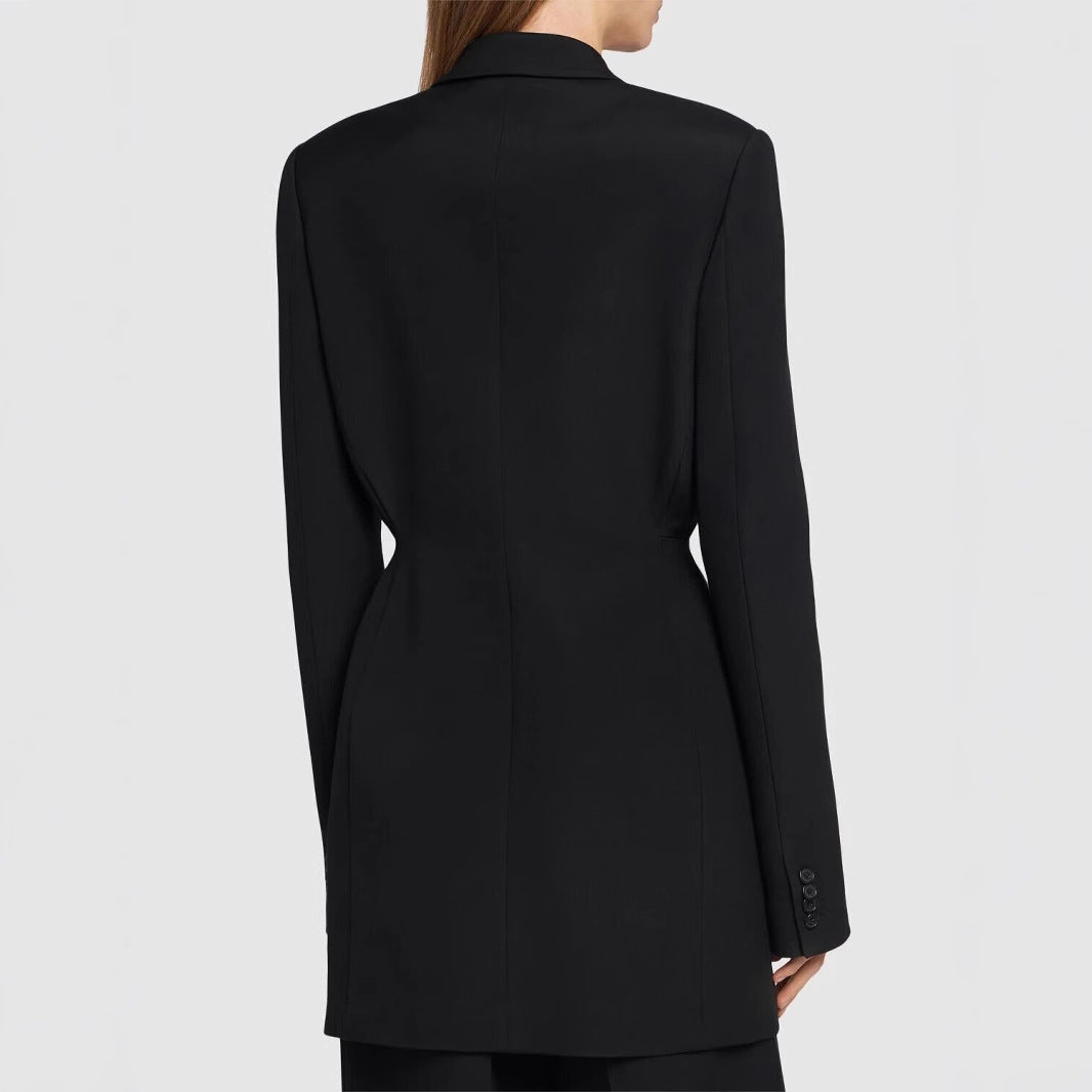 Damen Einreihiger Longblazer mit taillierter Silhouette und weiter Palazzohose Drune