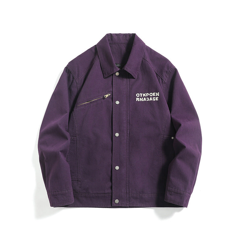 Unisex Kurzblouson im Workwear-Look mit diagonaler Reißverschluss-Brusttasche Drune