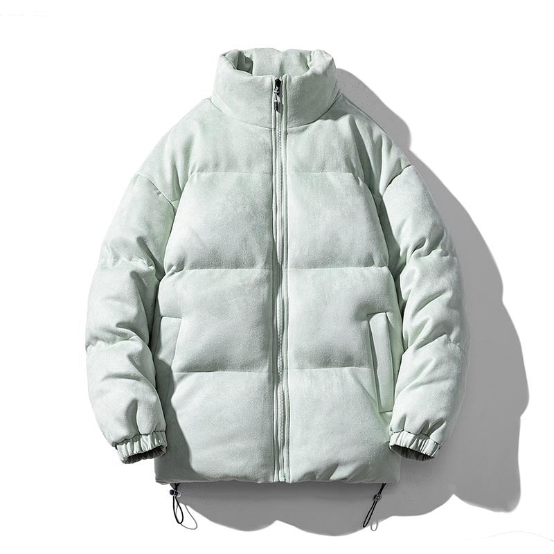 Unisex Wattierte Jacke mit Veloursoberfläche, hohem Stehkragen und verdecktem Reißverschluss Drune