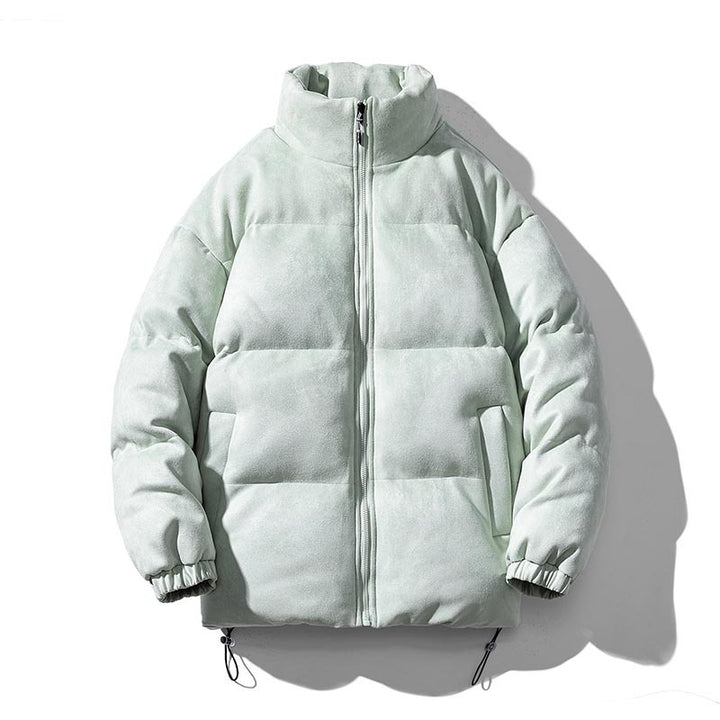 Unisex Wattierte Jacke mit Veloursoberfläche, hohem Stehkragen und verdecktem Reißverschluss Drune