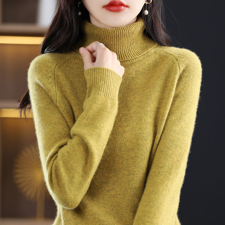 Damen Weicher Hochkragen-Pullover aus flauschigem Wollmix mit Raglanärmeln Drune