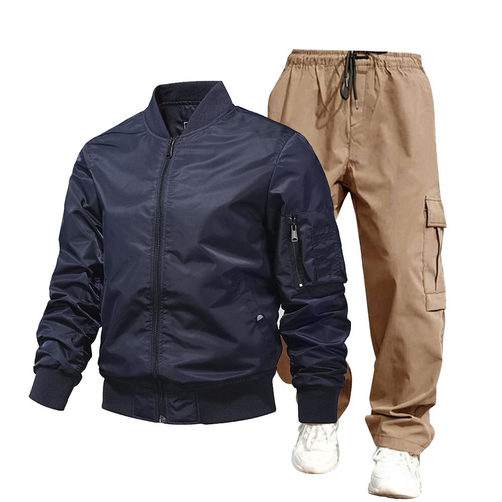Herren urbane Bomberjacke und Cargo-Hosen Set Drune