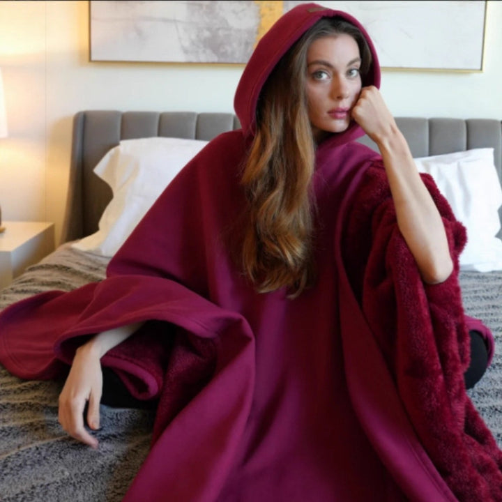 Unisex nan Kapuzen-Poncho Kuscheldecke mit weichem Futter und großzügigem Oversize-Schnitt Drune