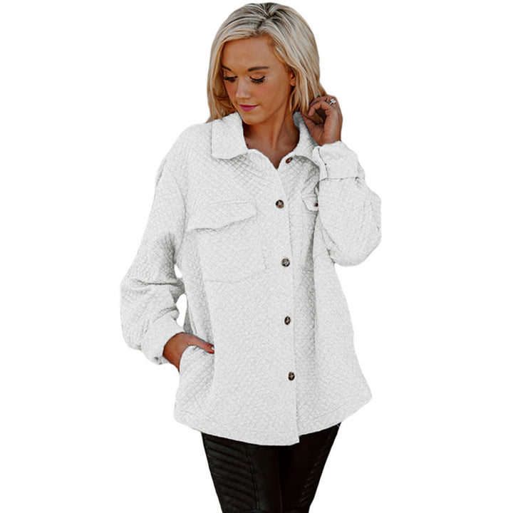 Damen lässige Jacke mit strukturiertem Design und praktischen Taschen Drune