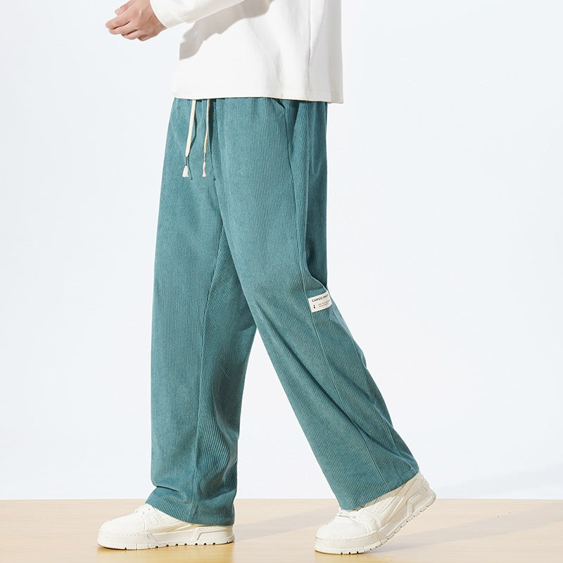 Herren Lässige Cordhose mit Elastischem Bund und Seitentaschen Drune