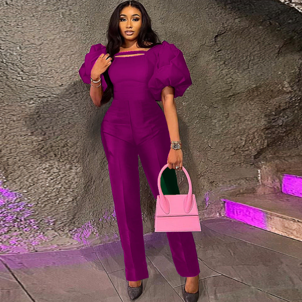 Damen Jumpsuit mit voluminösen Puffärmeln und tailliertem Design Drune