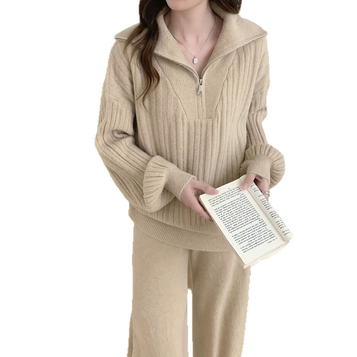 Damen Modischer Pullover mit Reißverschluss Drune