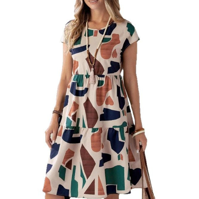 Damen Midikleid mit grafischem Muster und Schlaufenärmel Drune