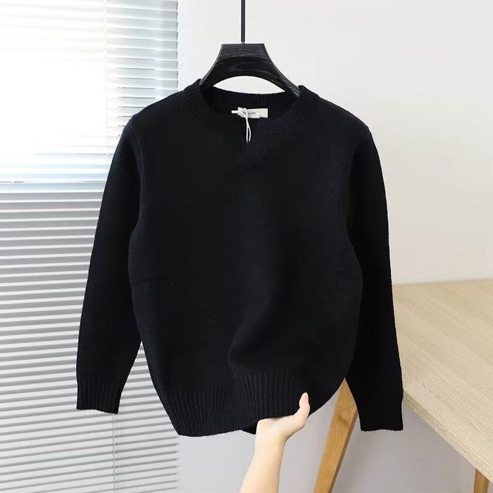 Damen Eleganter Strickpullover mit Stehkragen Drune