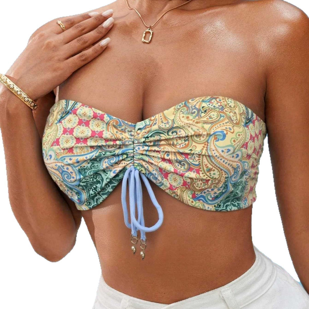 Damen Bandeau-Bikini-Oberteil mit verspieltem Muster Drune