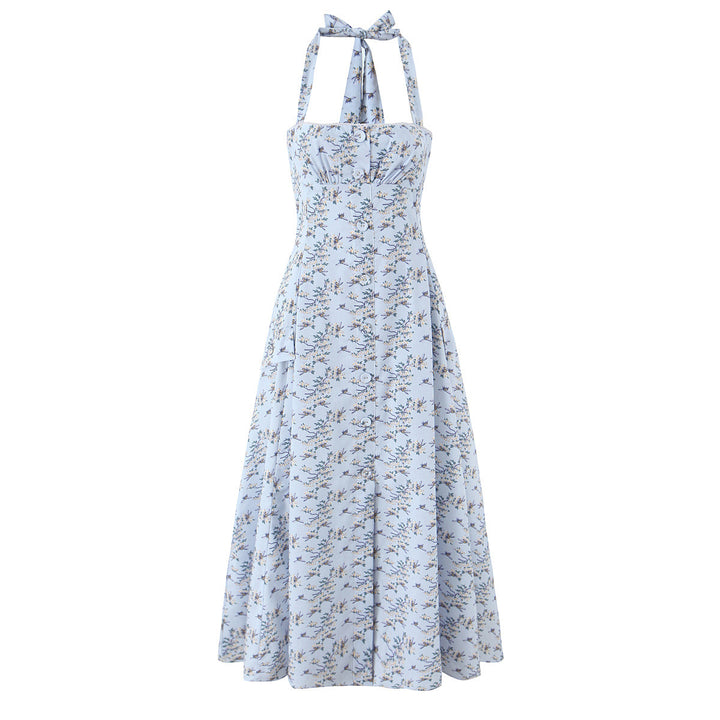 Damen A-Linien Kleid mit schulterfreiem Design und floralem Print Drune
