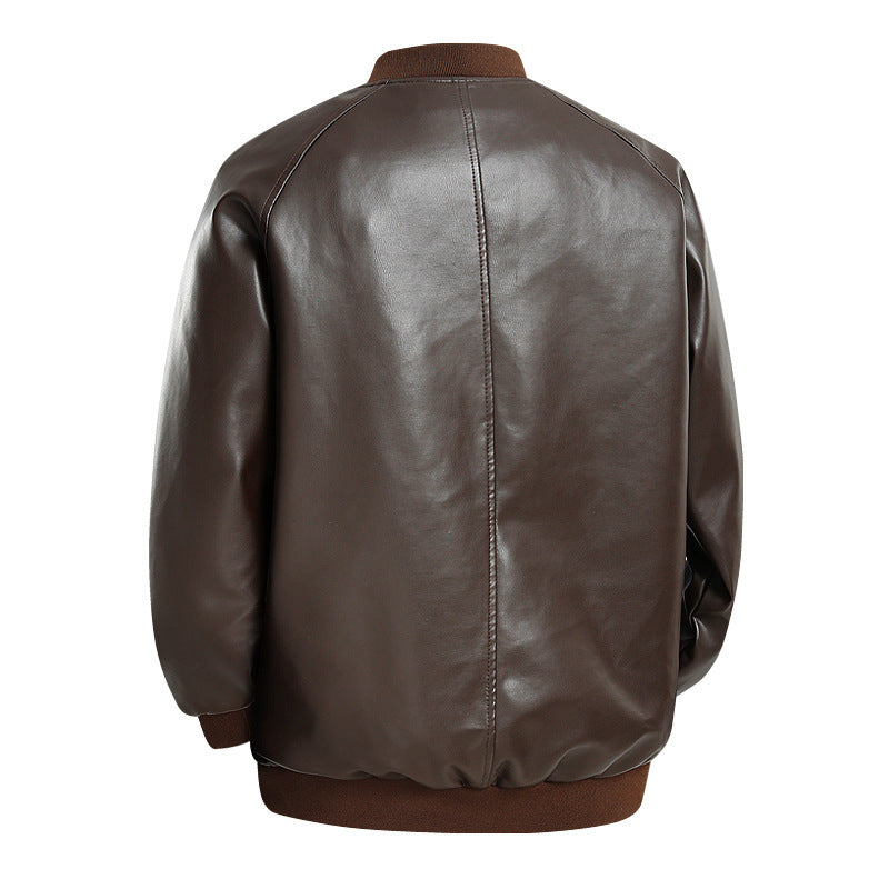 Herren Modische Leder Bomberjacke Drune