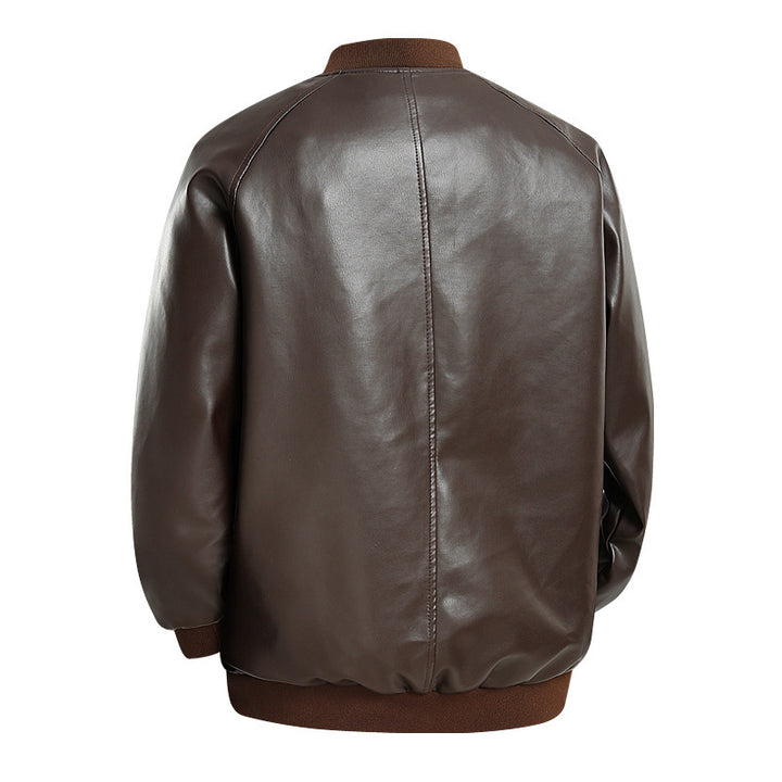 Herren Modische Leder Bomberjacke Drune