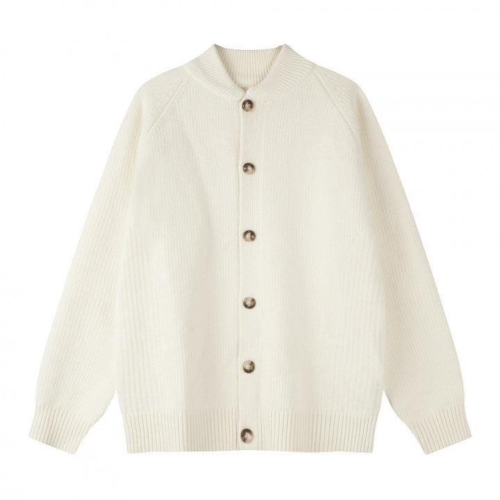 Herren Relaxter Grobstrick-Cardigan mit Raglanärmeln und Rippenabschlüssen Drune