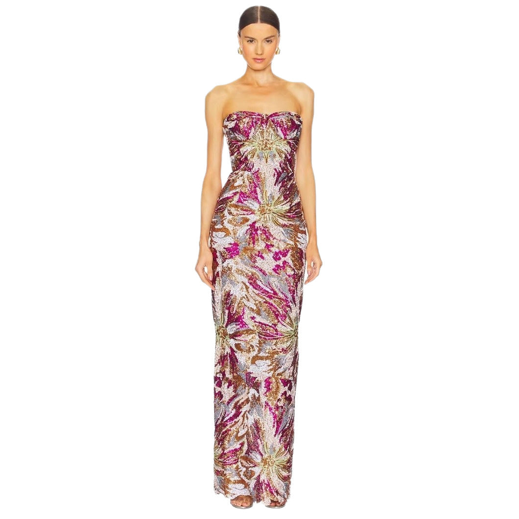 Damen Glamouröses Abendkleid mit schillernden Pailletten und taillierter Silhouette Drune