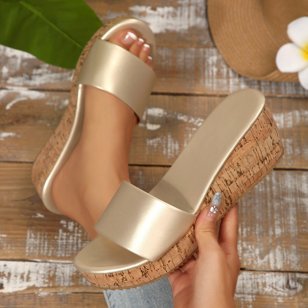 Damen Komfortable Keil-Sandalen mit breitem Riemen Drune