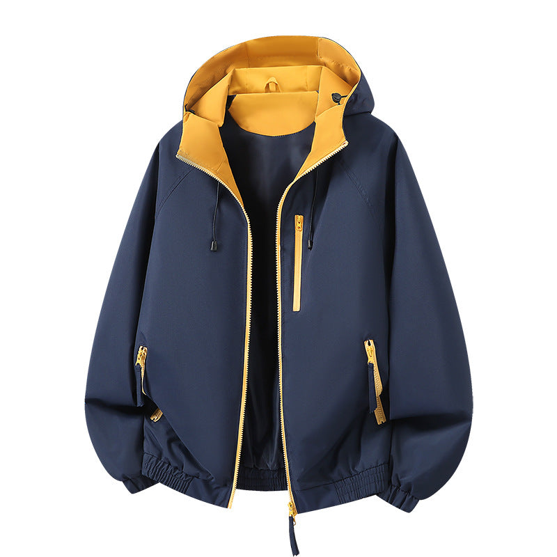 Damen Leichte Kapuzen‑Shelljacke im Urban‑Look mit kontrastfarbenem Futter, Reißverschlusstaschen und elastischem Bund Drune