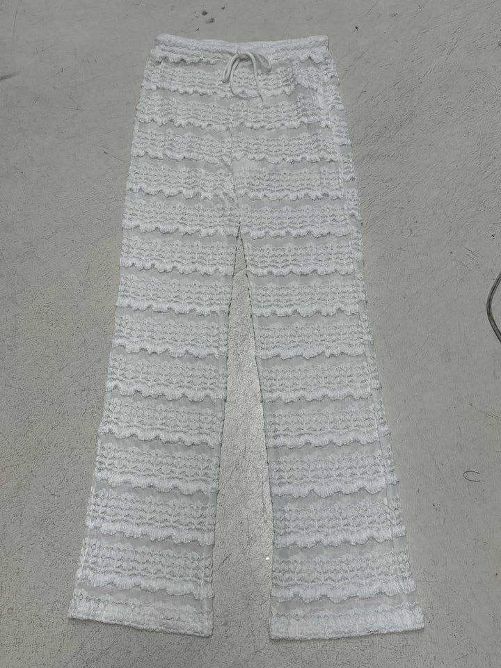 Damen Fußlose Boho-Hose mit gesticktem Detail Drune