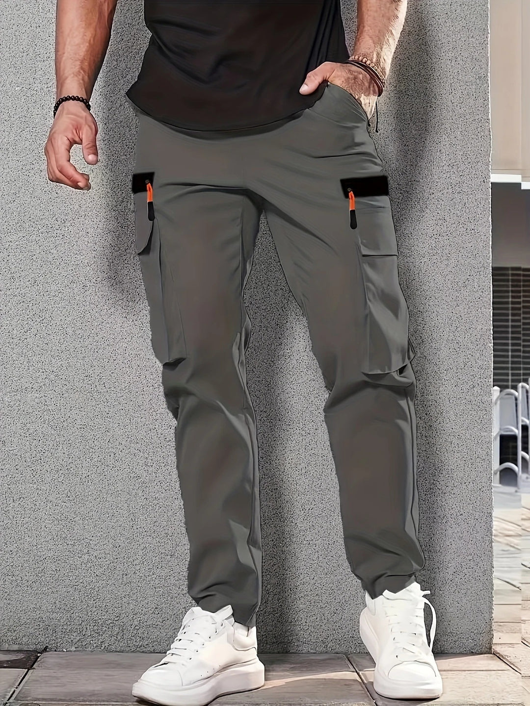 Herren Tapered Cargojogginghose mit elastischem Bund, Tunnelzug & Multifachtaschen Drune