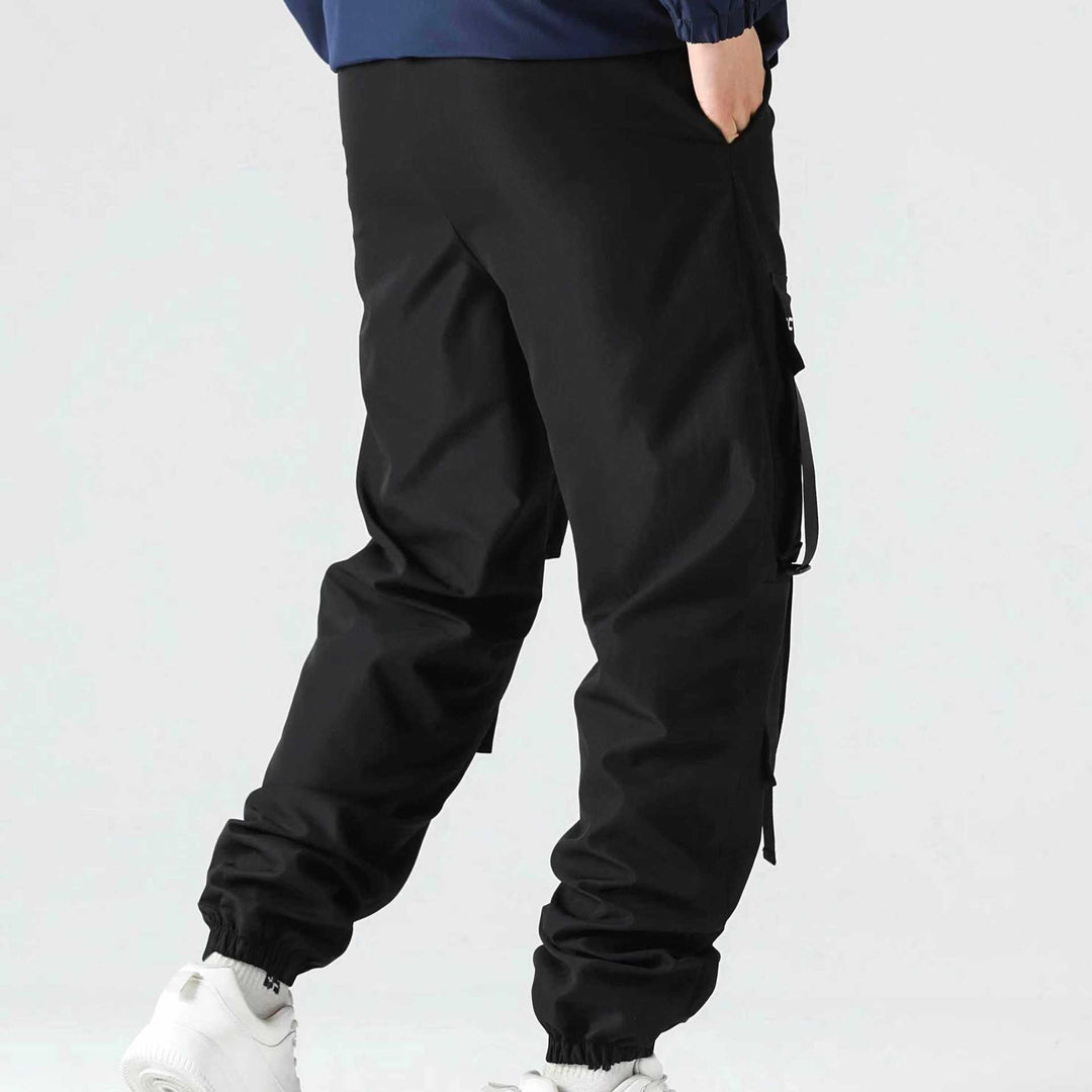 Herren Utility-Cargohose im Joggerstil mit Multifachtaschen, Ziergurten & Kordelbund Drune