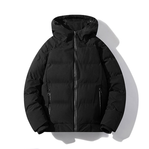 Herren Kurze Thermo-Steppjacke mit Kapuze, mattierter Oberfläche & Kontrastreißverschlüssen Drune
