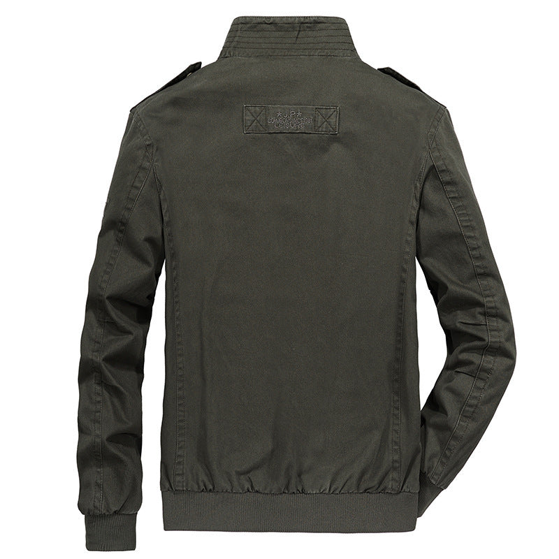 Herren Vintage-Canvas-Blouson mit hochschließendem Stehkragen und aufgesetzten Klappentaschen Drune