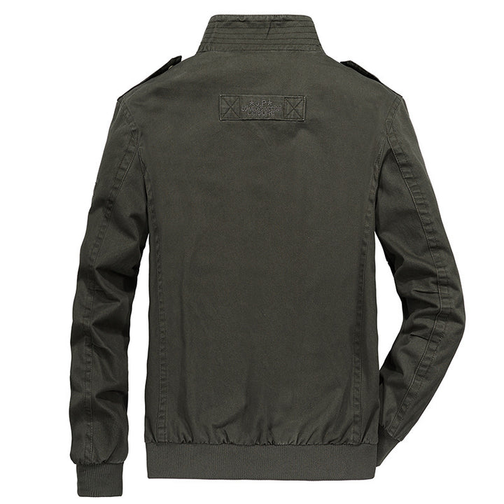 Herren Vintage-Canvas-Blouson mit hochschließendem Stehkragen und aufgesetzten Klappentaschen Drune