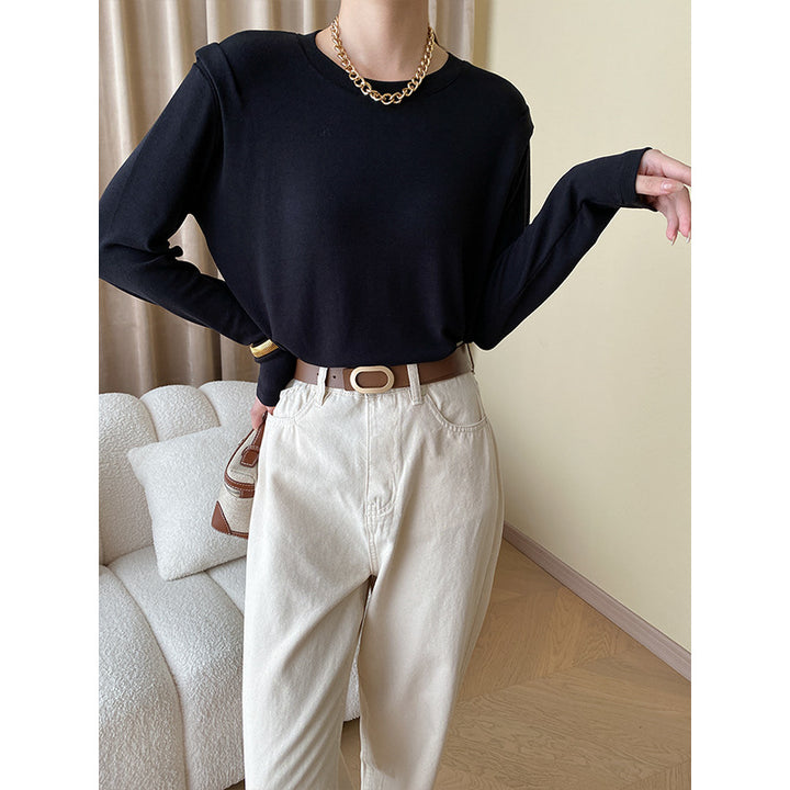 Damen modisches Langarmshirt mit feiner Struktur Drune
