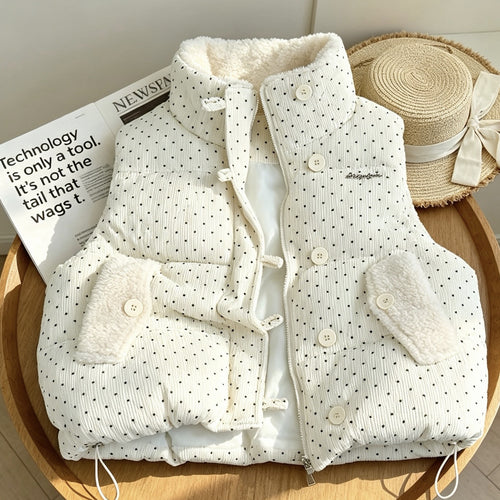Damen nan wattierte Cord‑Optik Steppweste mit Teddyinnenfutter, Stehkragen und Kordelzugsaum Drune