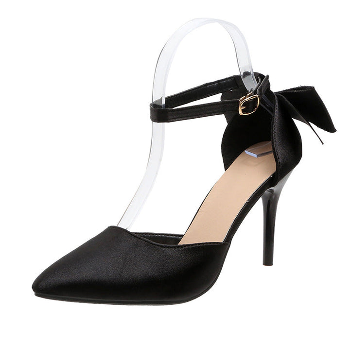 Damen Satin High Heels mit transparentem Riemen und Schleifenapplikation Drune