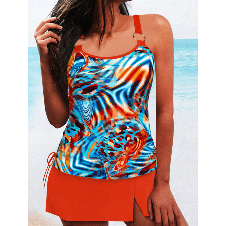 Damen Tankini-Set mit elegantem Wickelrock und dekorativen Riemen Drune