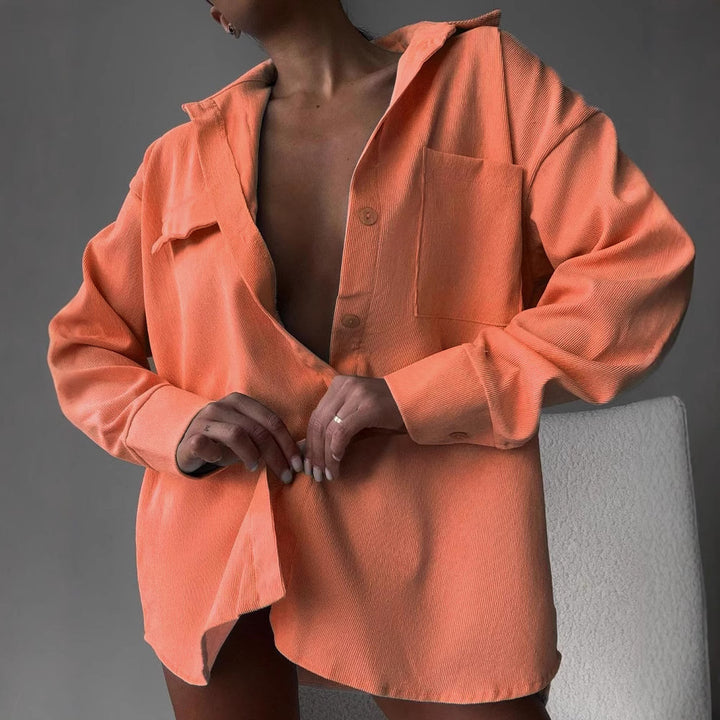Damen lässige Hemdjacke aus weich strukturiertem Material Drune