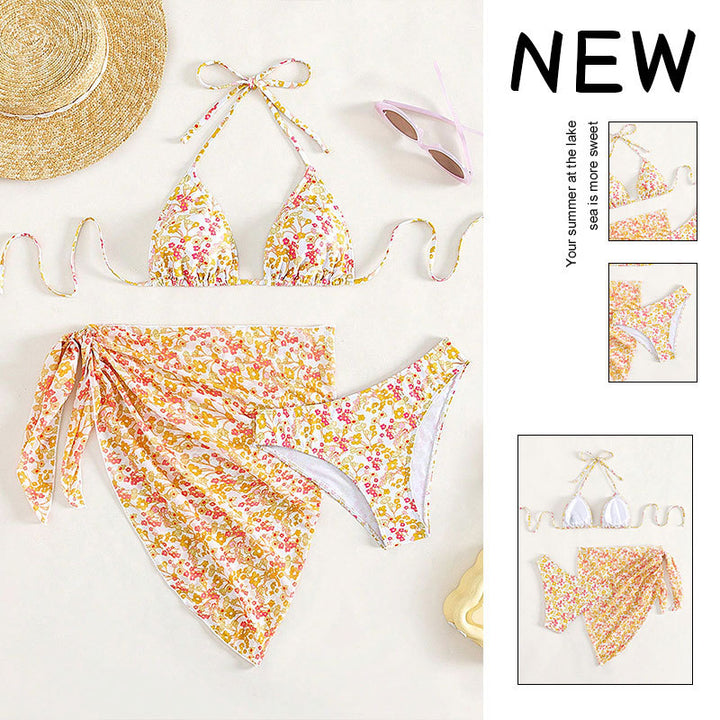 Damen Triangel-Bikini-Set mit floralem Wickeltuch Drune