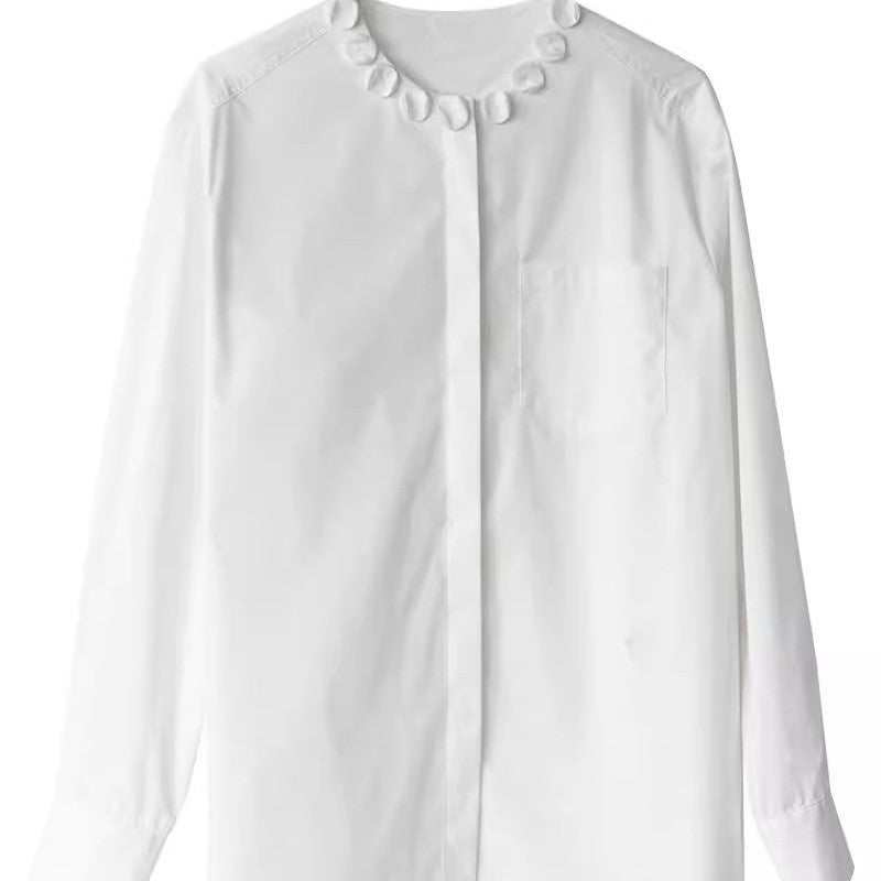 Damen Elegante Bluse mit dekorativem Kragen Drune