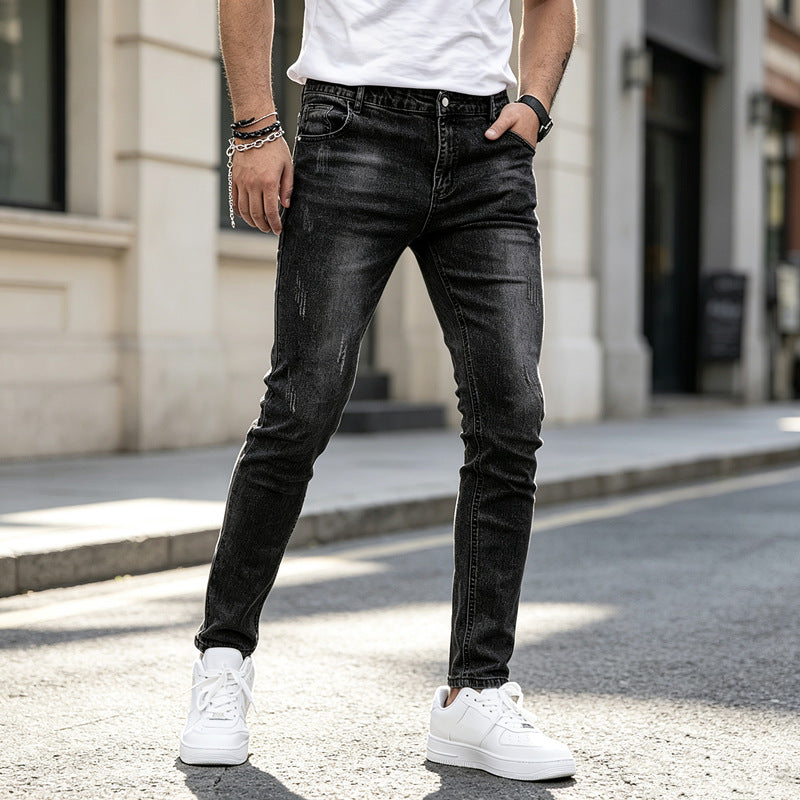 Herren Elegante Slim-Fit Jeans mit modischem Used-Look Drune