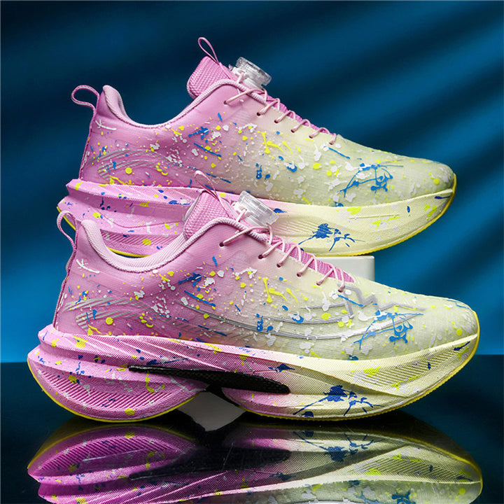 Unisex künstlerische Laufsneaker mit farbspritz-Design, sockenähnlichem Einstieg und gedämpfter Hohlkern-Zwischensohle Drune