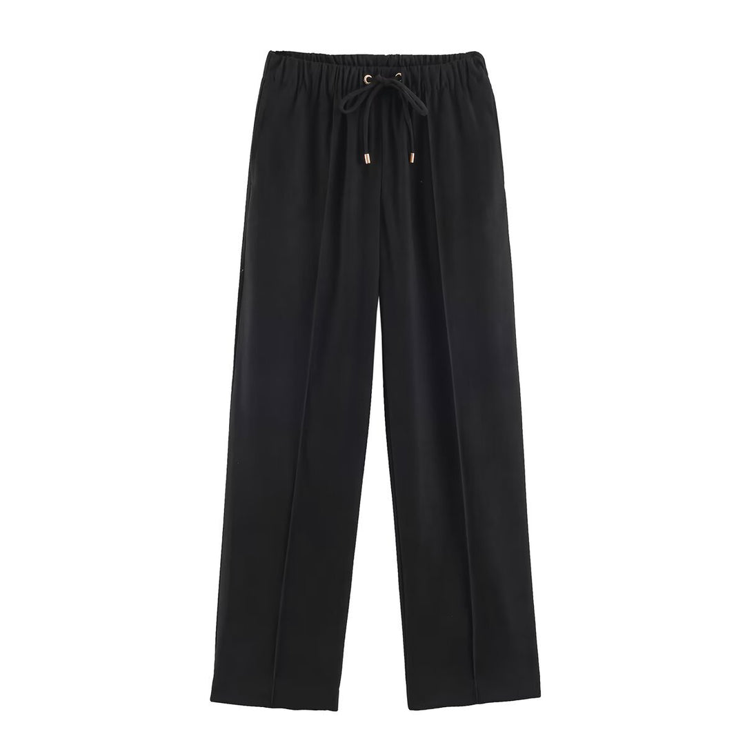 Damen Weite Velours‑Hose mit elastischem Tunnelzugbund und Bügelfalte Drune