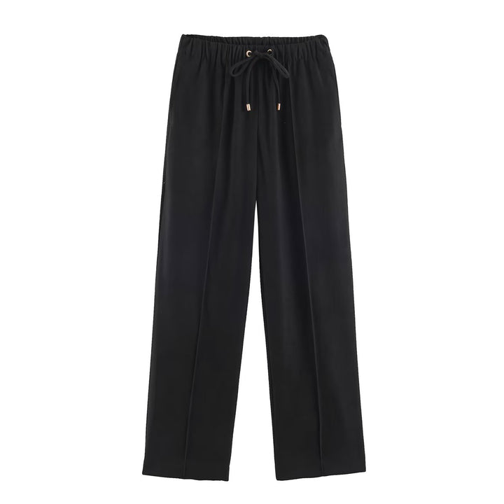 Damen Weite Velours‑Hose mit elastischem Tunnelzugbund und Bügelfalte Drune